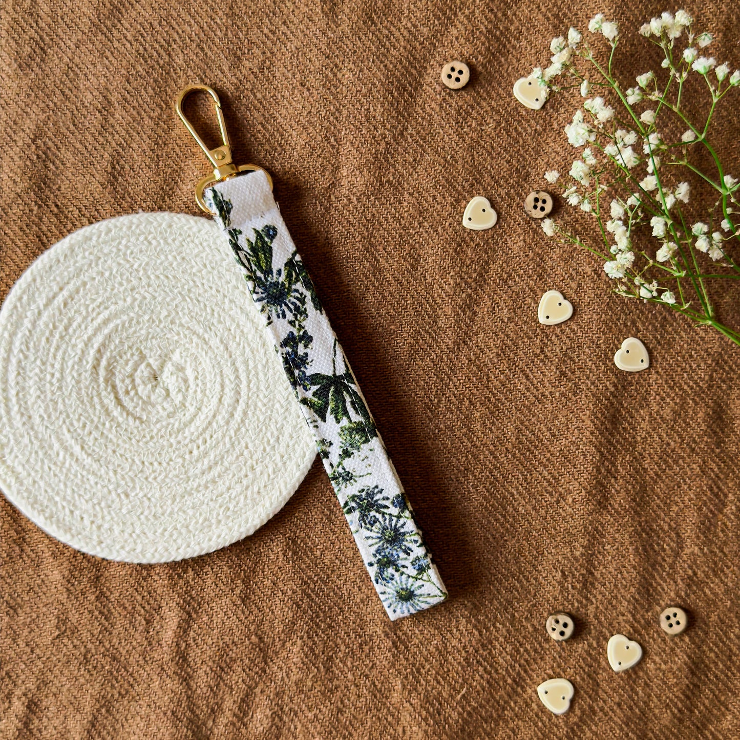 Keychain Wristlet - Indigo Vines