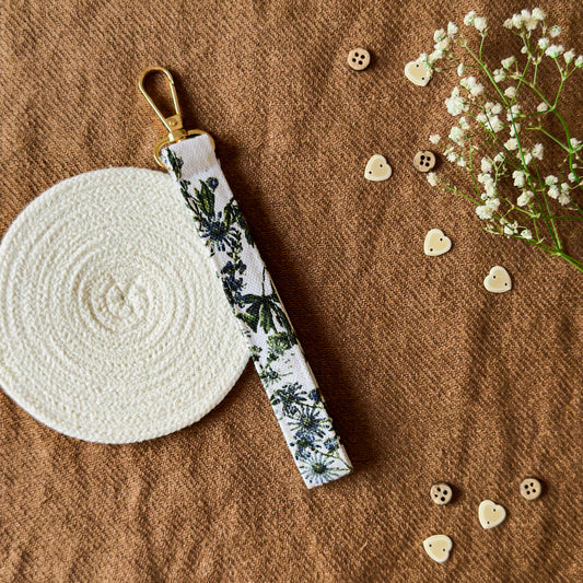 Keychain Wristlet - Indigo Vines