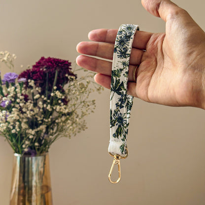 Keychain Wristlet - Indigo Vines