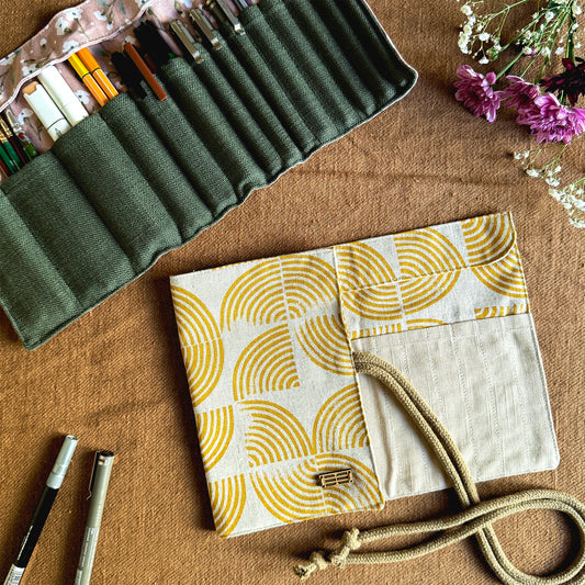 STATIONERY ROLL - Mustard Swirl